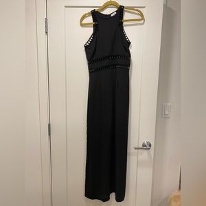 Tobi Long Black Maxi dress with cut out designs - size small
